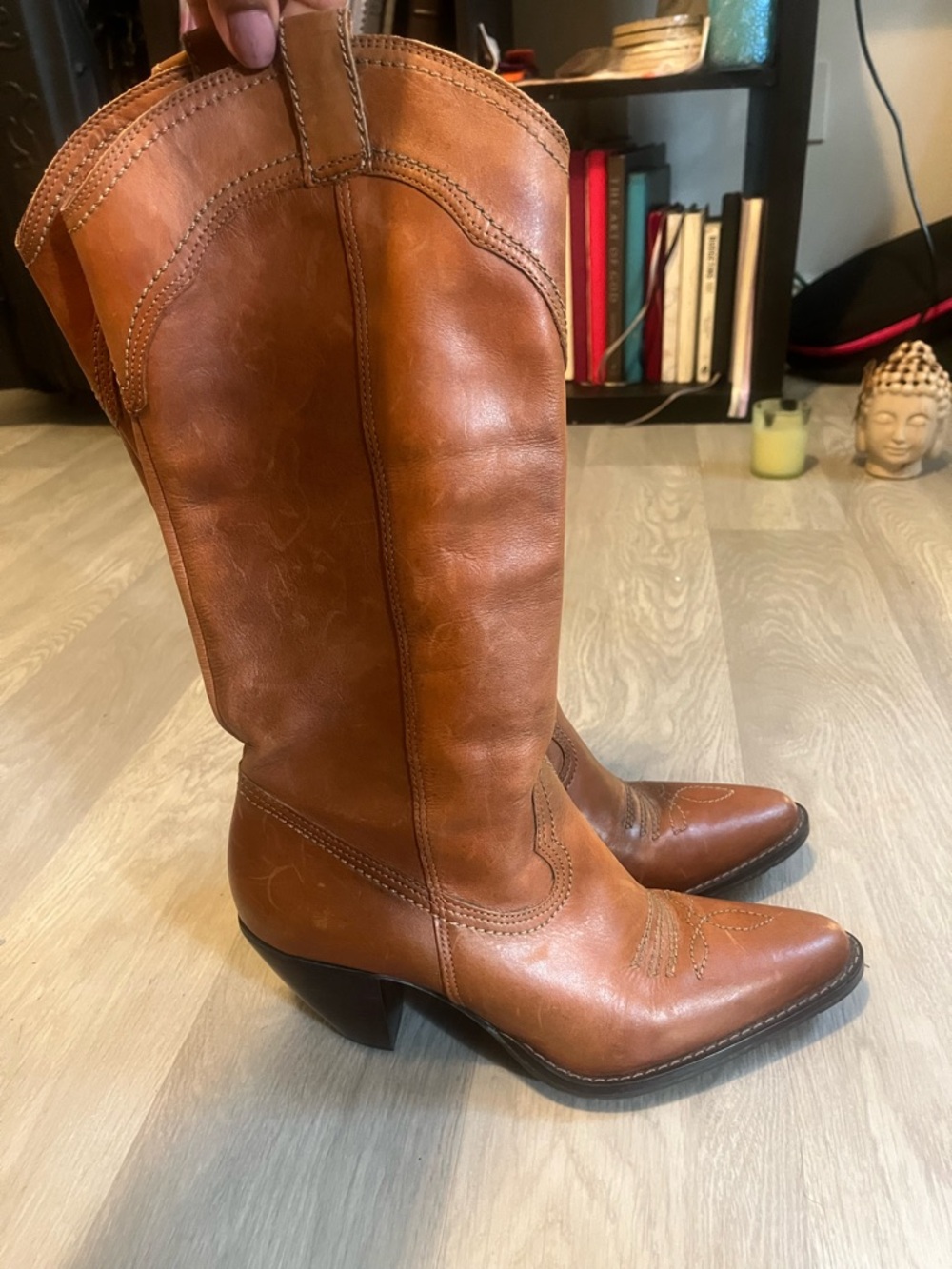 Women's Tan Genuine Leather Made in Brazil  Western Heeled Boots - Picture 8 of 8